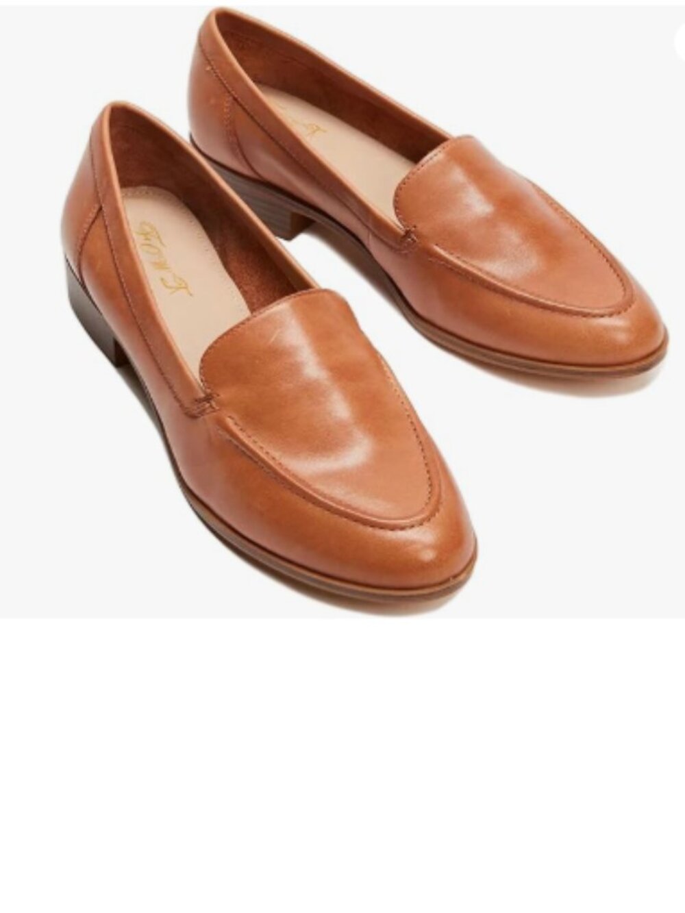 FOWT Brown Wide Width Loafer Slip On Low Block Stripped Heel Pointed Toe Shoes